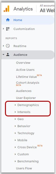 how to enable demographics and interests in google analytics step 5